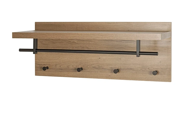 HAKU Wardrobe Oak, Black, MDF, Metal - Dim.: W 75 cm x H 30 cm x D 26 cm, Style: Modern