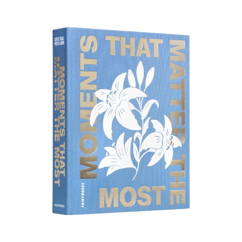 Printworks Moments that Matter the Most - Photo Album 4x6 – Elegant Sky Blue Coffee Table Book for Photos & Notes – 30-Page Large Keepsake Memory Book – Thoughtful Gift Idea – Blue