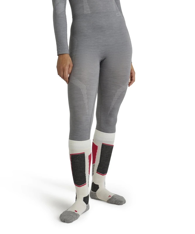 FALKE Women's Wool-Tech 3/4 W Ti Functional Yarn Quick Dry 1 Piece Base Layer Bottom, Grey Grey-Heather 3757, M