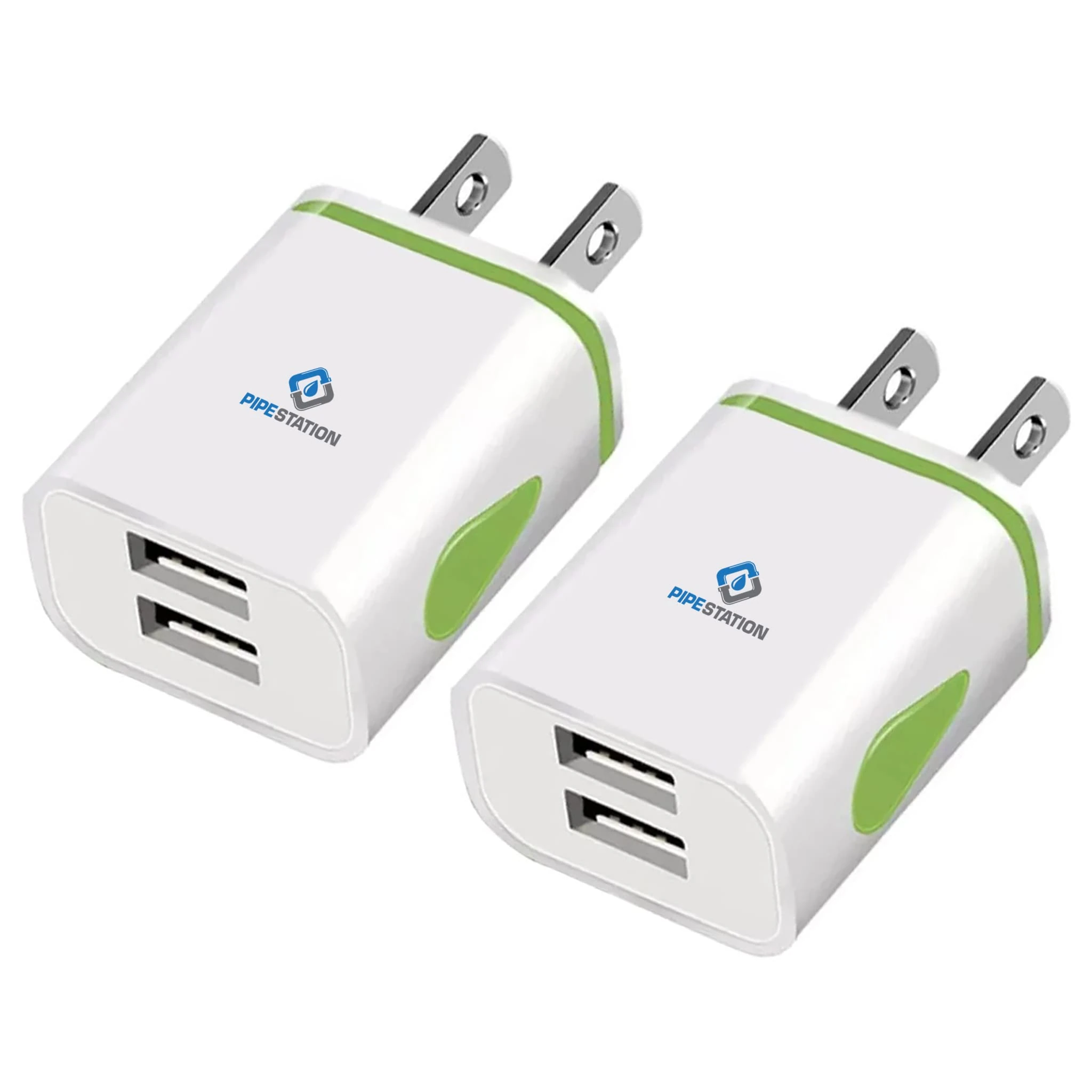 Pipestation UK to USA Plug Adapter with USB 2 Pack - 2 USB Ports for American Travel - Compact UK to US Plug Adapter for Canada, Mexico and More