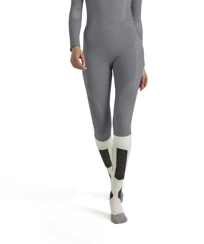FALKE Women's Wool-Tech Long W Ti Functional Yarn Quick Dry 1 Piece Base Layer Bottom, Grey Grey-Heather 3757, XS