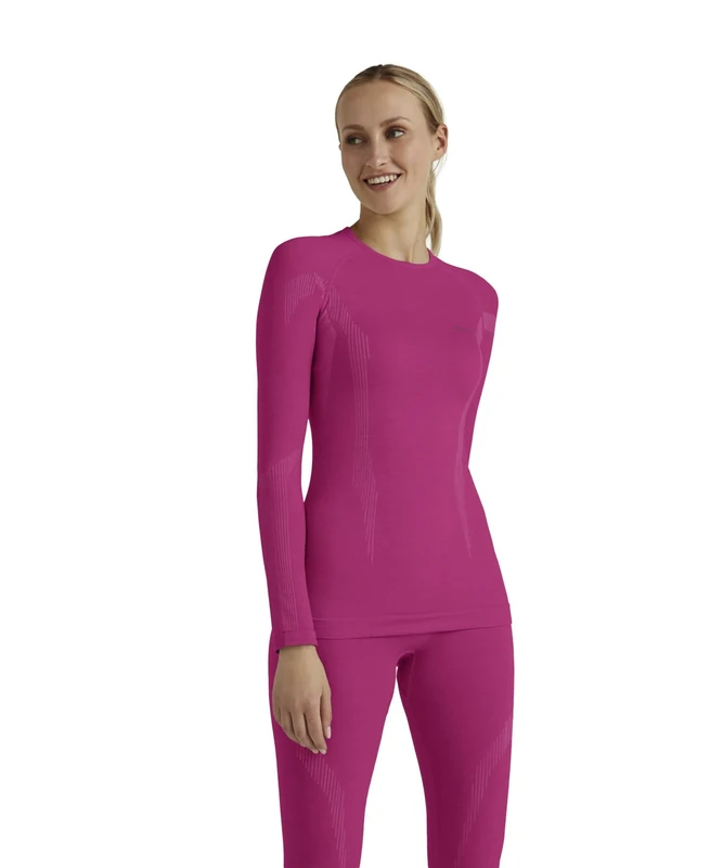 FALKE Women's Wool-Tech Round Neck W L/S SH Functional Yarn Quick Dry 1 Piece Base Layer Top, Purple (Radiant Orchid 8692), L - Image 1