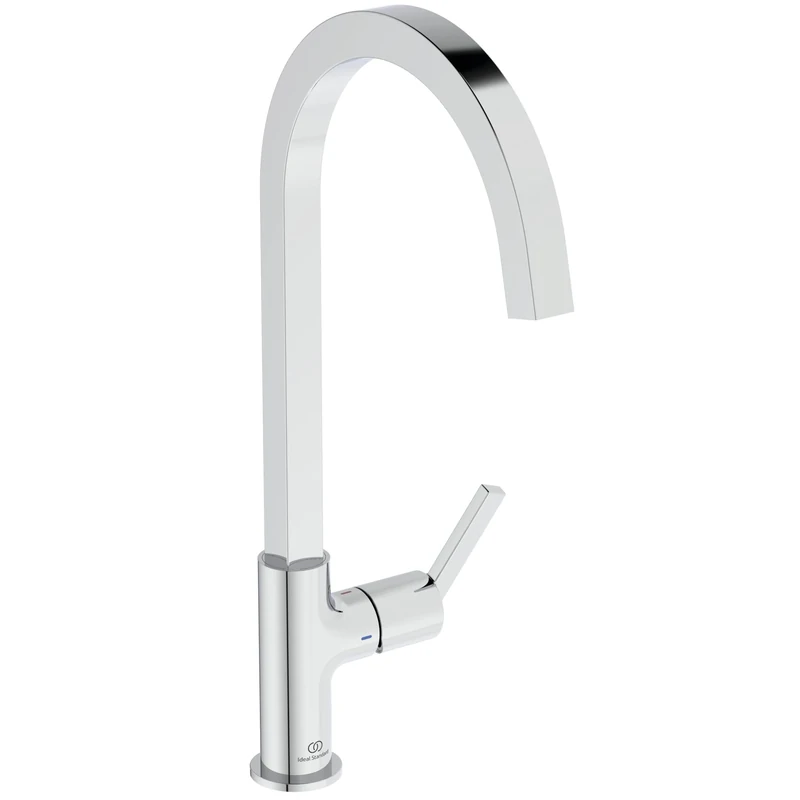 Ideal Standard – Gusto Kitchen tap, High spout with Square Design, with FirmaFlow Cartridge, 360° Swivel spout, Easy to Install with EasyFix+ Fixation, smartshine Finish, Chrome