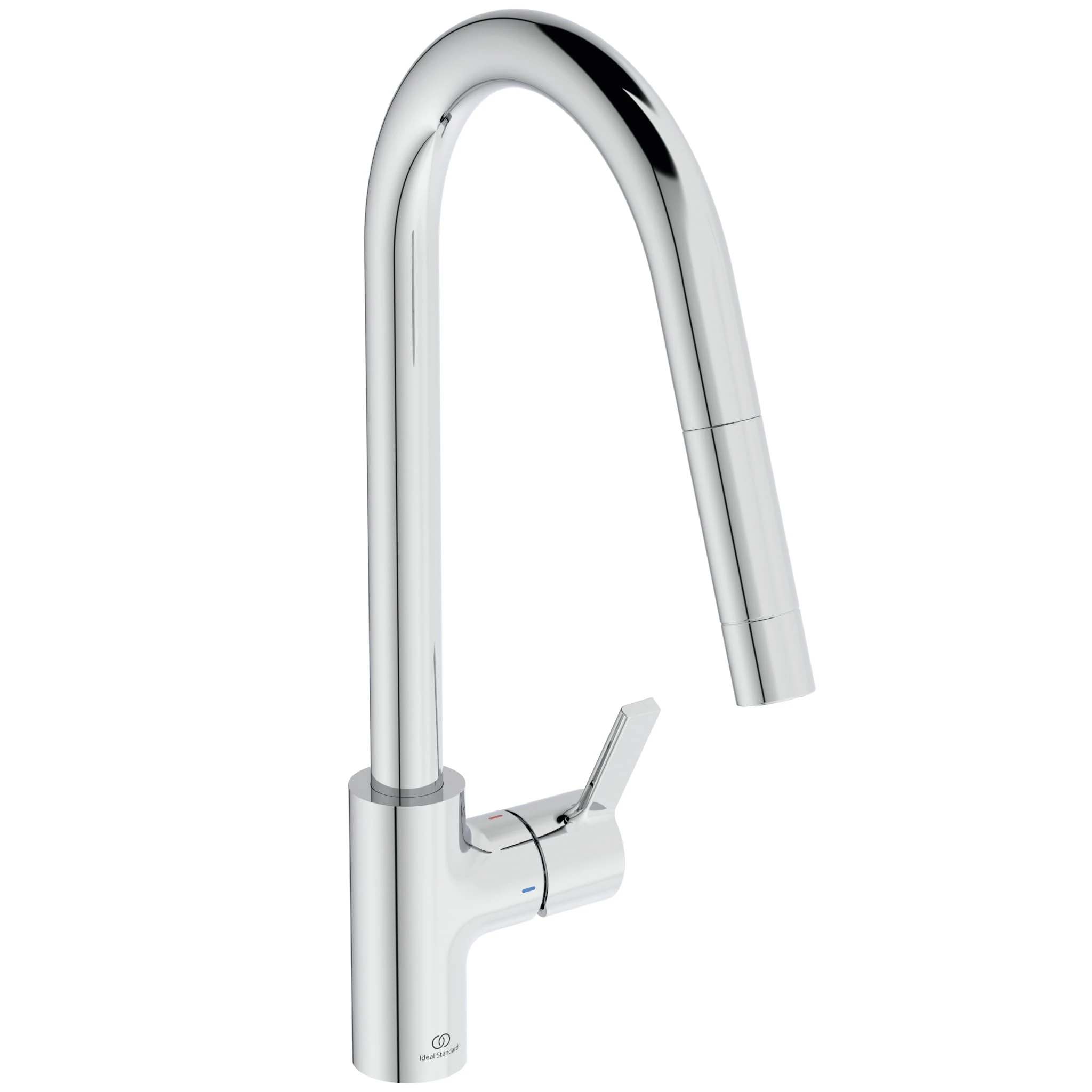 Ideal Standard – Gusto Kitchen tap, High spout with Round Design, with Pull-Out Spray, 360° Swivel spout, Easy to Install with EasyFix+ Fixation, smartshine Finish, Chrome