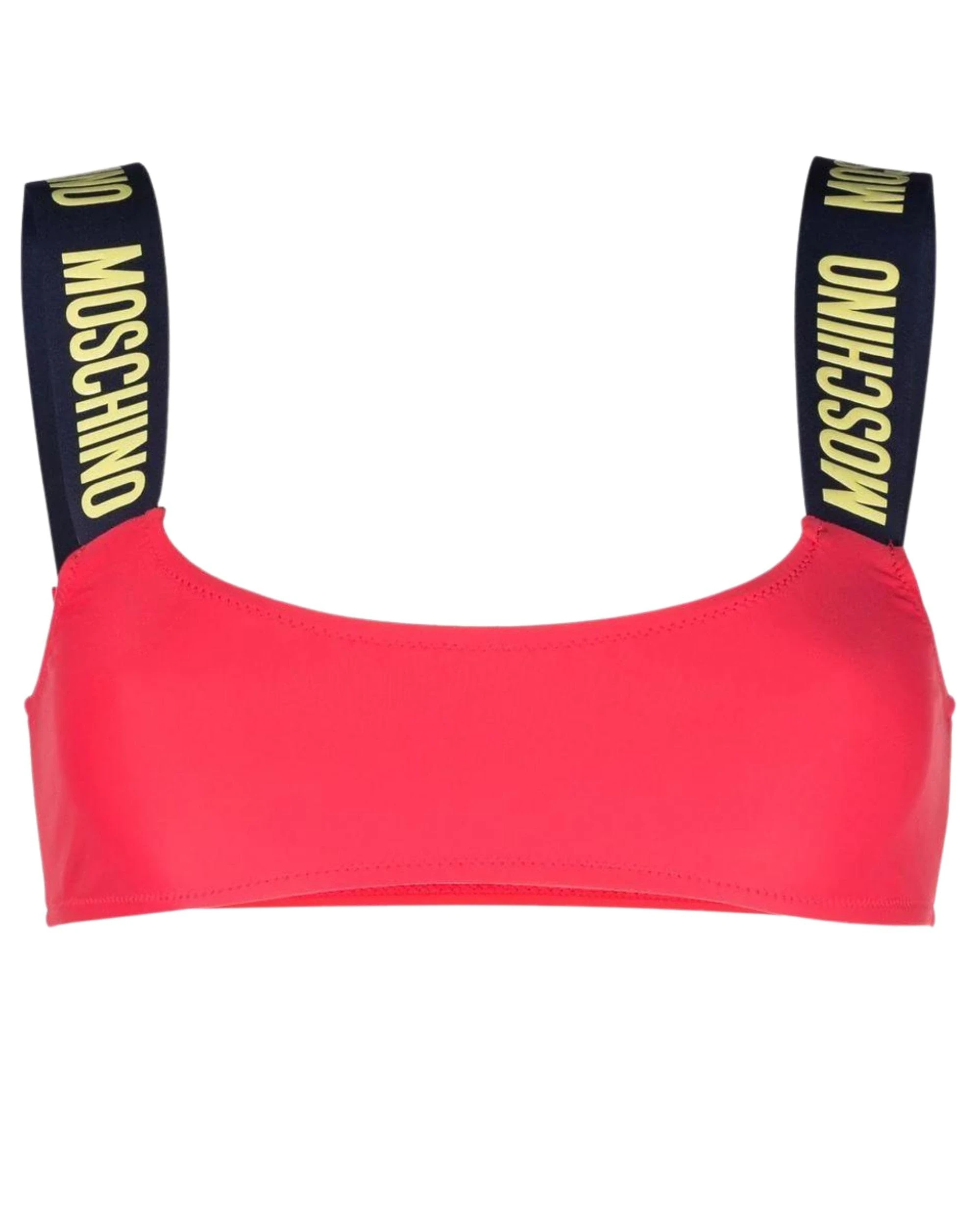 Moschino Women's Bikini A57104901 Red Top Bikini with Logo Print, red, M
