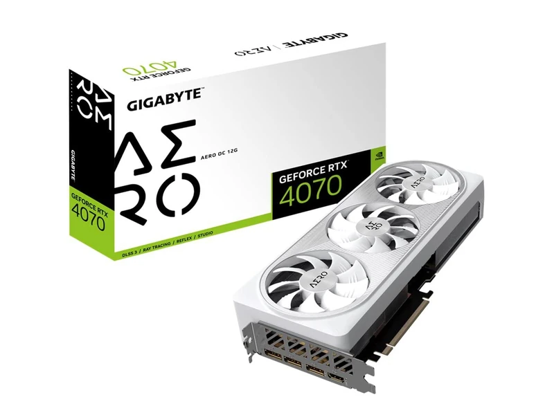 Gigabyte GeForce RTX 4070 AERO OC 12GB Graphics Card - 12GB DDRX6 21Gbps 192bit, PCI-E 4.0, Core 2565Mhz, DisplayPort 1.4, HDMI 2.1a, NVIDIA DLSS 3, GV-N4070AERO OC-12GD