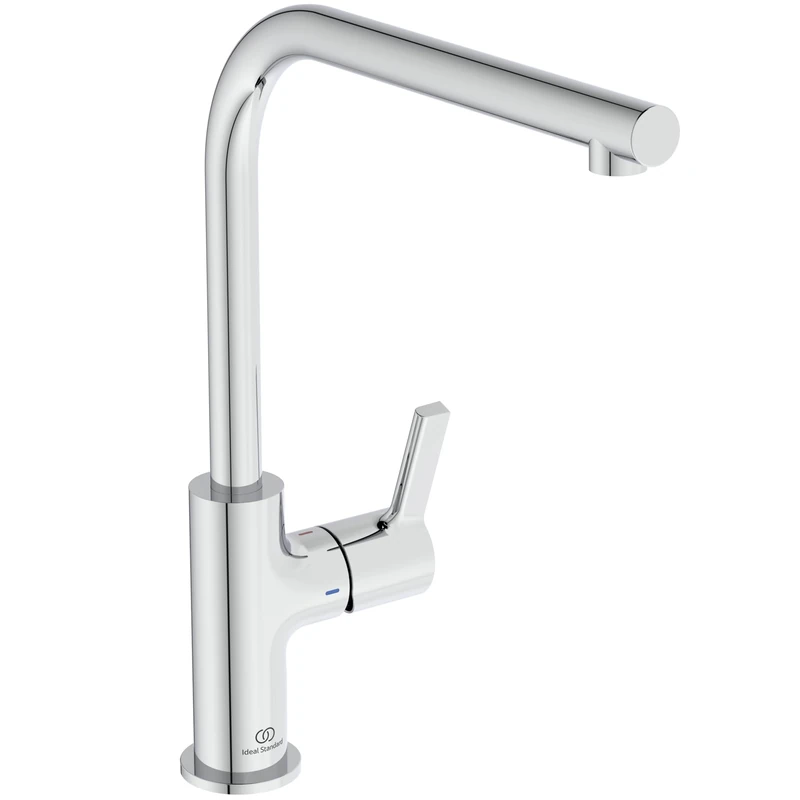 Ideal Standard – Gusto Kitchen tap, High spout with Round L-Design, with FirmaFlow Cartridge, 360° Swivel spout, Easy to Install with EasyFix+ Fixation, smartshine Finish, Chrome