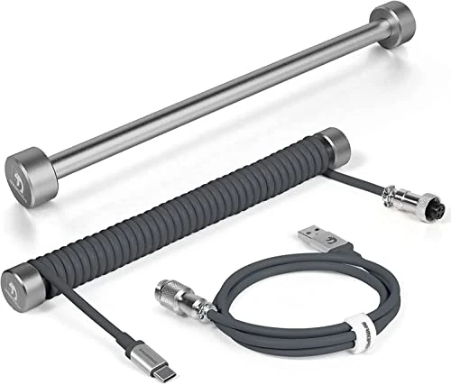 ATTACK SHARK RC01 Custom Winder Rod for Coiled USB C Cable,Durable Aluminum Metal,Multifunctional Use for Desk Tidy&Decoration,Portable 7.87inch for Mechanical Gaming Keyboard/Switch/PS4/XBox-Black