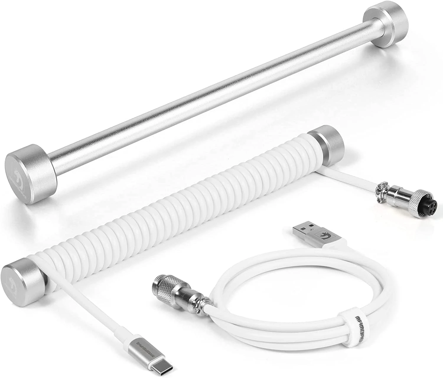 ATTACK SHARK RC01 Custom Winder Rod for Coiled USB C Cable,Durable Aluminum Metal,Multifunctional Use for Desk Tidy&Decoration,Portable 7.87inch for Mechanical Gaming Keyboard/Switch/PS4/XBox-Silver