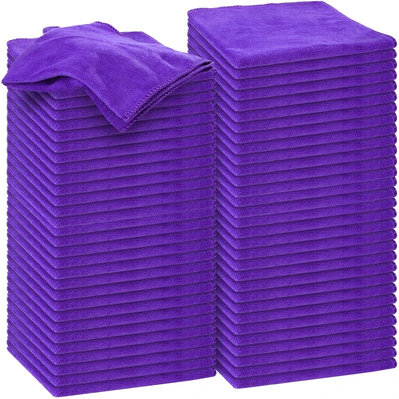Nuenen 60 Pcs Microfiber Cleaning Cloths for Cars 15.75 x 15.75 Inch Ultra Absorbent Car Towels Drying Reusable Car Cleaning Supplies House Kitchen Window Microfiber Towel Microfiber Rags (Purple)
