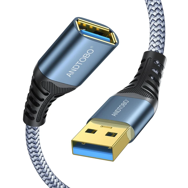 ANDTOBO USB Extension Cable 1M, USB 3.0 Type A Male to Female Extender Cables High-Speed Data Transfer 5Gbps Compatible with Gamepad, Printer, Webcam, USB Keyboard, Flash Drive, Hard Drive