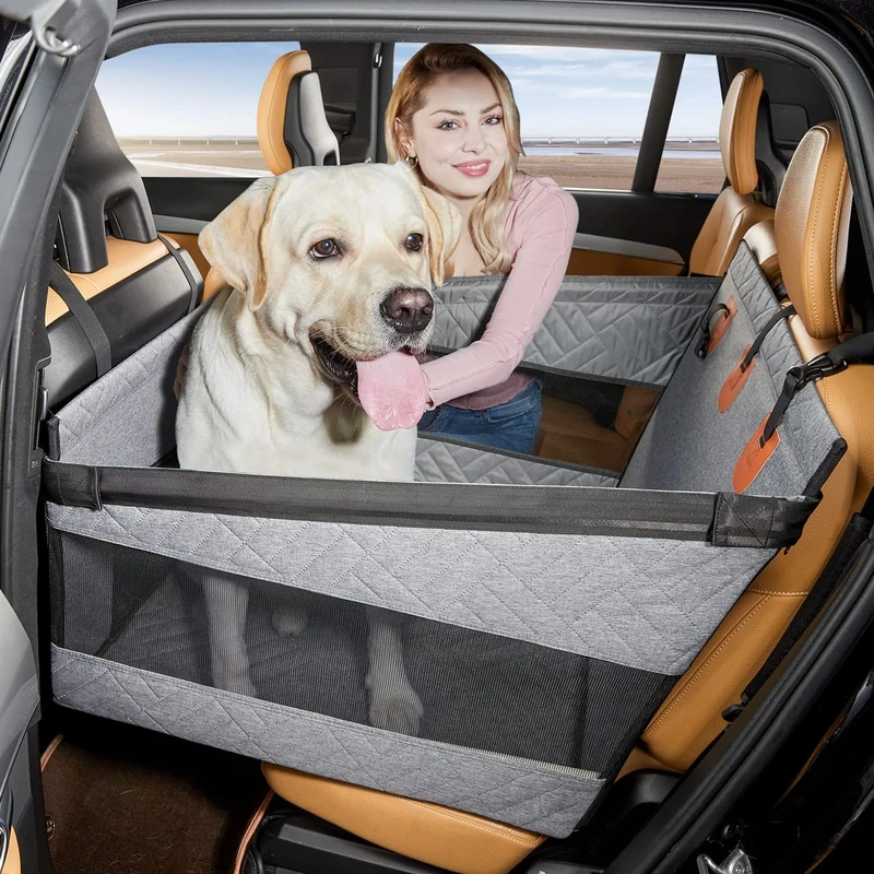 TKYZ Dog Car Seat for Medium Dogs,Back Seat Extender for Dogs,Large & Small Dog Car Seat Cover for Back Seat, Dog Hammock for Car Back Seat Dog Bed Mattress,Pet Car Seat for Car SUV Truck(Grey-L)