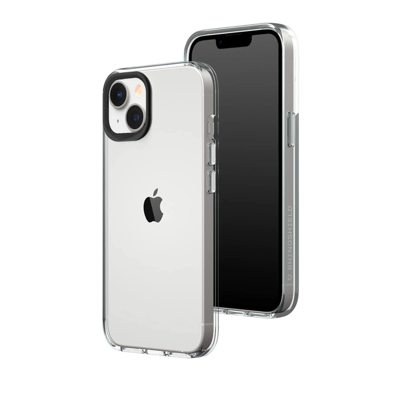 RHINOSHIELD Crystal Clear Case Compatible with [iPhone 13/14] | Advanced Yellowing Resistance, High Transparency, Protective and Customizable Clear Phone Case - Black Camera Ring