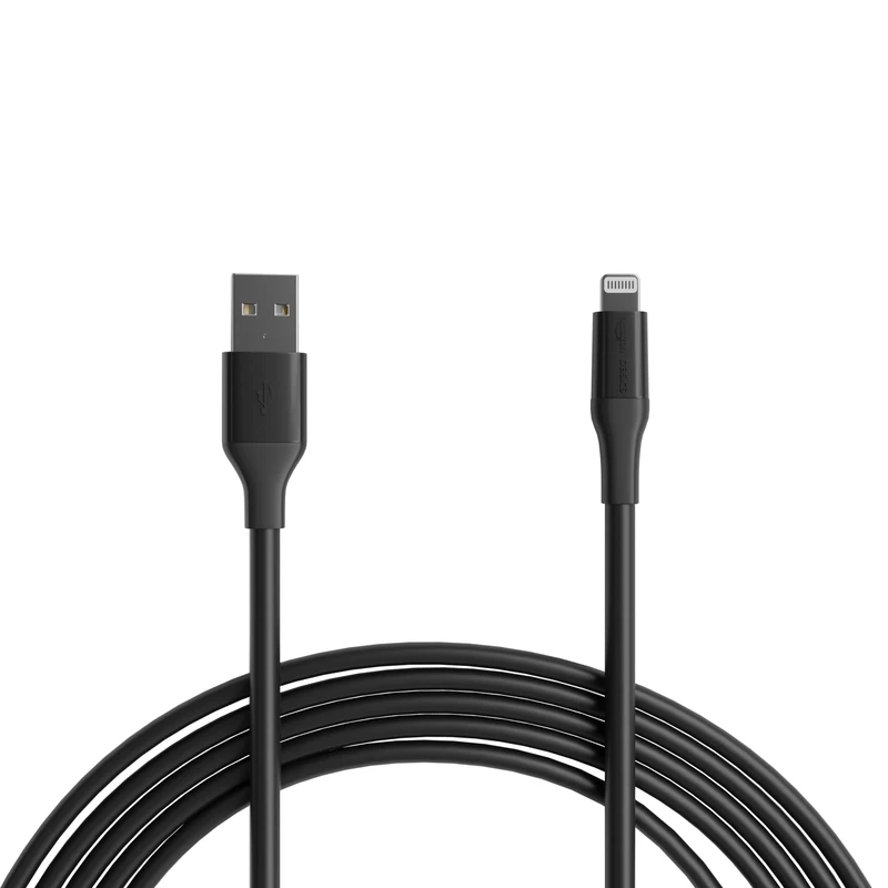 Amazon Basics USB-A to Lightning ABS Charger Cable, MFi Certified for Apple iPhone 14 13 12 11 X Xs Pro, Pro Max, Plus, iPad, 3 m, Black