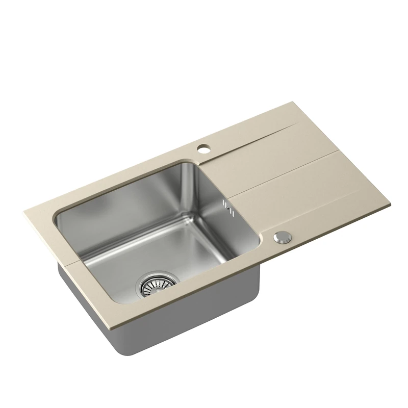 Quadron Edward Granite Sink - Beige Single Basin with Drainer