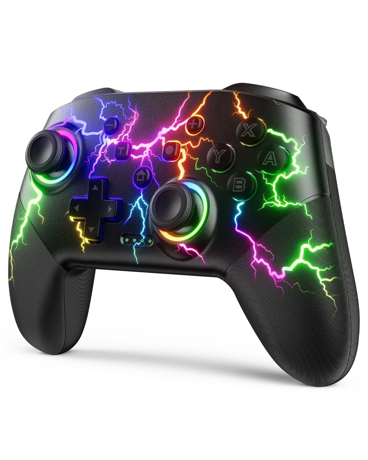 VOYEE Switch Controller Compatible with Switch 2/Lite/OLED/PC Windows, RGB Lightning Programmable 1000mAh Wireless Pro Controller with One Key Pairing Wake Up Vibration Turbo