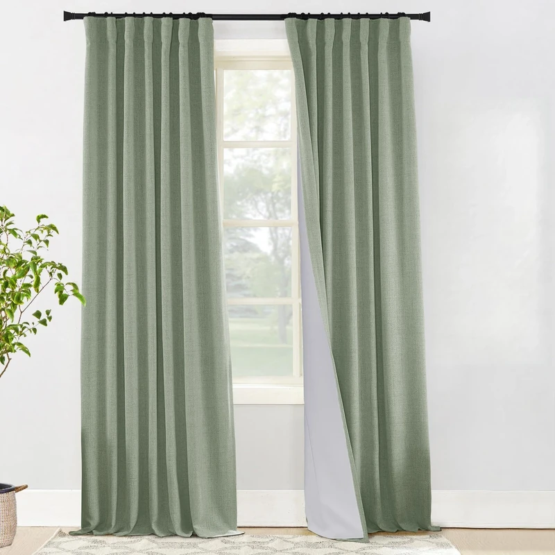 PANELSBURG Sage Green Boho Blackout Curtains 108 Inches Long 2 Panels Set Country Decorative Block Out Light Blocking Curtains for Bedroom Windows