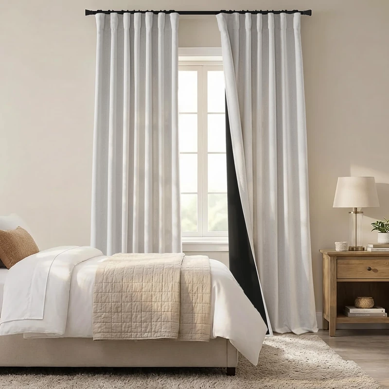 PANELSBURG Off White Blackout Curtains 90 Inches Long for Bedroom - Thermal Drapes, Room Darkening, Farmhouse Style, Greyish Off White