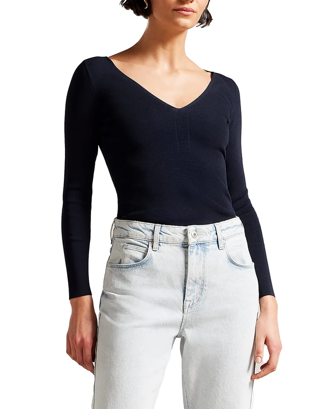 Ted Baker-CILESTE-V Neck Slim Fit Knit Top