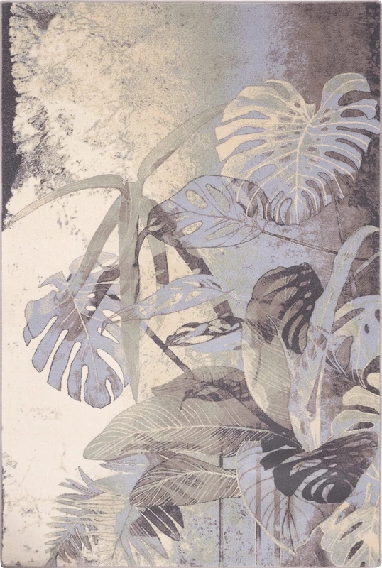Agnella Various Plants Rug - Carpet 100% New Zealand Wool - Woven with Wilton Technology - Modern Vintage Retro Living Room Rug - 133 x 180 x 1.20 cm - Navy