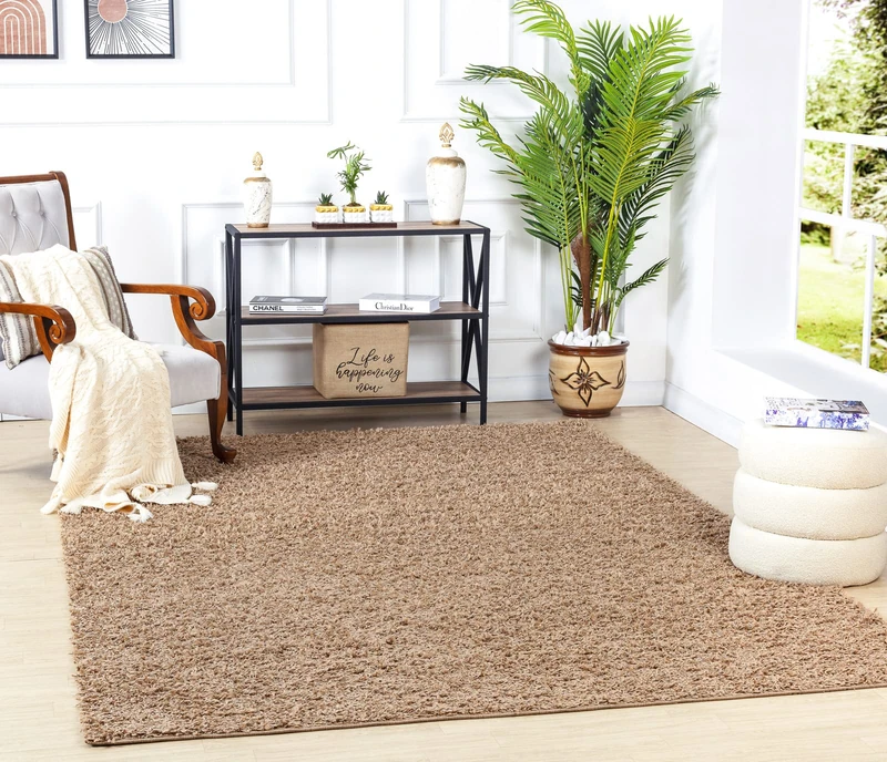 Livabliss Home Shaggy Rug - Modern Berber Rugs Living Room, Large 120x170 cm, Soft Shaggy Rugs for Bedroom - Neutral Boho Fluffy Rug, Easy Care Plush Thick Pile - Light Beige - Image 1