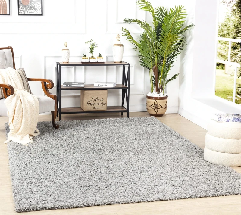 Livabliss Home Shaggy Rug - Modern Berber Rugs Living Room, Large 160x220 cm, Soft Shaggy Rugs for Bedroom - Neutral Boho Fluffy Rug, Easy Care Plush Thick Pile - Grey