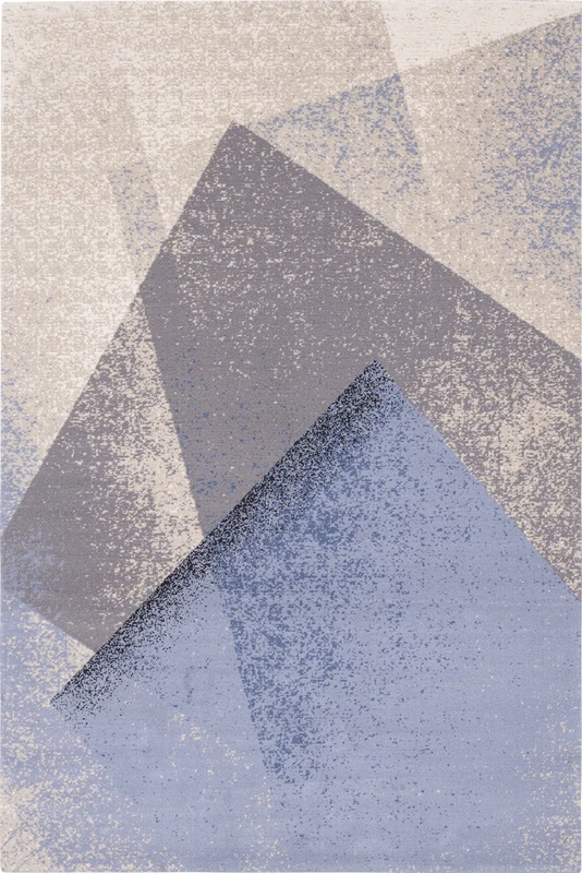 Agnella Various Folds Rug - Carpet 100% New Zealand Wool - Woven with Wilton Technology - Modern Vintage Retro Living Room Rug - 133 x 180 x 1.20 cm - Light Blue