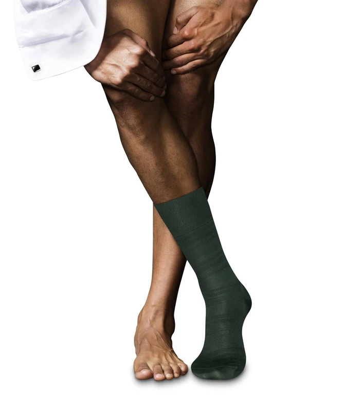 FALKE Men's Highshine M So Silk Cotton Patterned 1 Pair Socks, Green Hunter 7441, 7-8