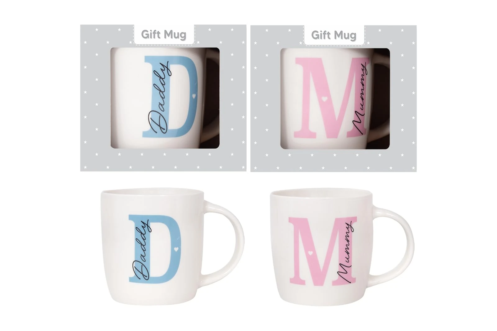 New OM Supplies Parents Set of 2 Mummy and Daddy Mugs - Gifts for Mum and Dad - Christmas Includes Decision Coin for Parents (Design 1)