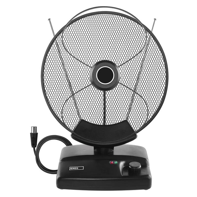 EMOS Design Indoor Antenna J0705, Best Indoor TV Aerial, Passive Digital Antenna for Reception of DVB-T, DVB-T2, DAB, with Integrated LTE/5G Filter and Amplifier