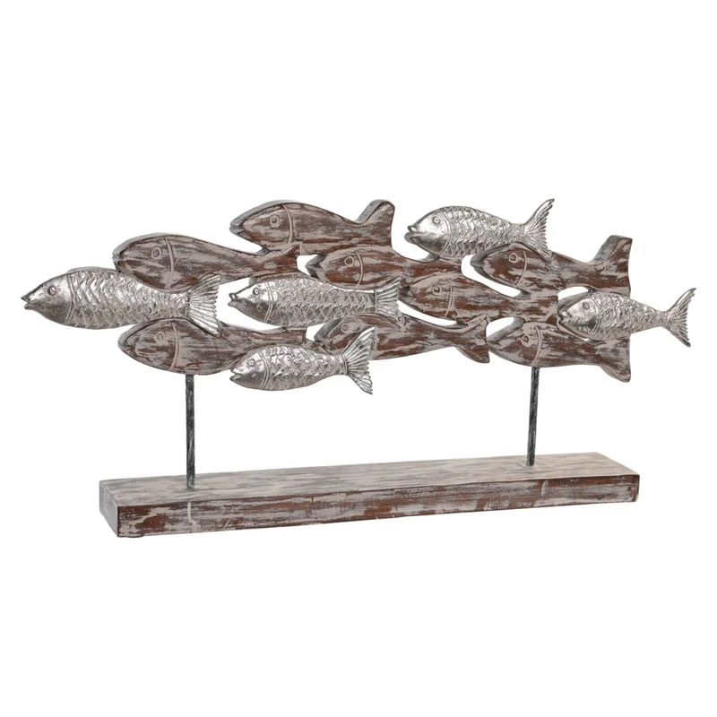 DKD Home Decor Decorative Figure Antique Finish Brown Aluminium Mango Wood Spirals (68 x 9 x 30 cm)