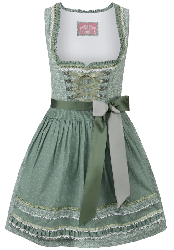 Stockerpoint Women's Dirndl Amber I Size 34-54 I Costume Dress with Loving Details and Pockets I Comfortable and Easy Care I Perfect for Costumes and Festivities, Green (sage), 4