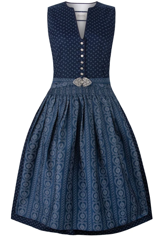 Stockerpoint Ellie Women's Dirndl I Size 32-48 I Costume Dress with Apron and Loving Details I 100% Cotton I Breathable & Easy Care I Perfect for Costumes & Festivities, darkblue, 18