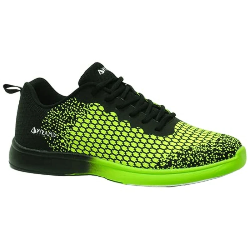 Pyramid Men's Path Lite Seamless Mesh Bowling Shoes, Black/Voltage Lime, 7 UK