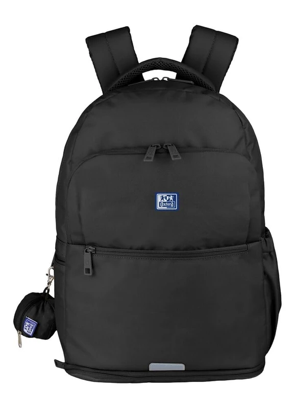 Oxford B-Out, Unisex School Backpack, 30L, 42 cm, Padded Laptop Pocket, Isothermal Compartment, Recycled Polyester, RPET, Black, Black/White, 42x30x15cm, Casual