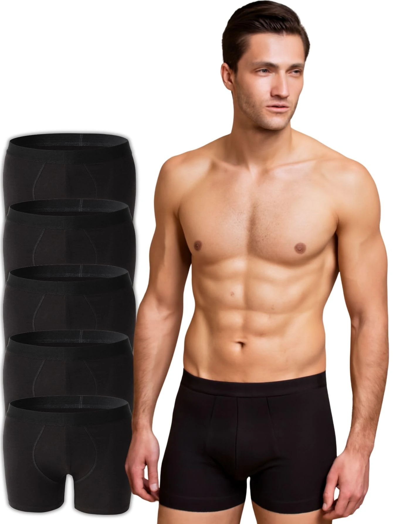 Boxer Shorts Men's Fitted Boxer Sports Trunks 5 Pack Underwear for Men Soft Cotton Boxer Briefs Breathable, Soft Cotton Rich (as8, alpha, s, regular, regular, 5 Pack Black)