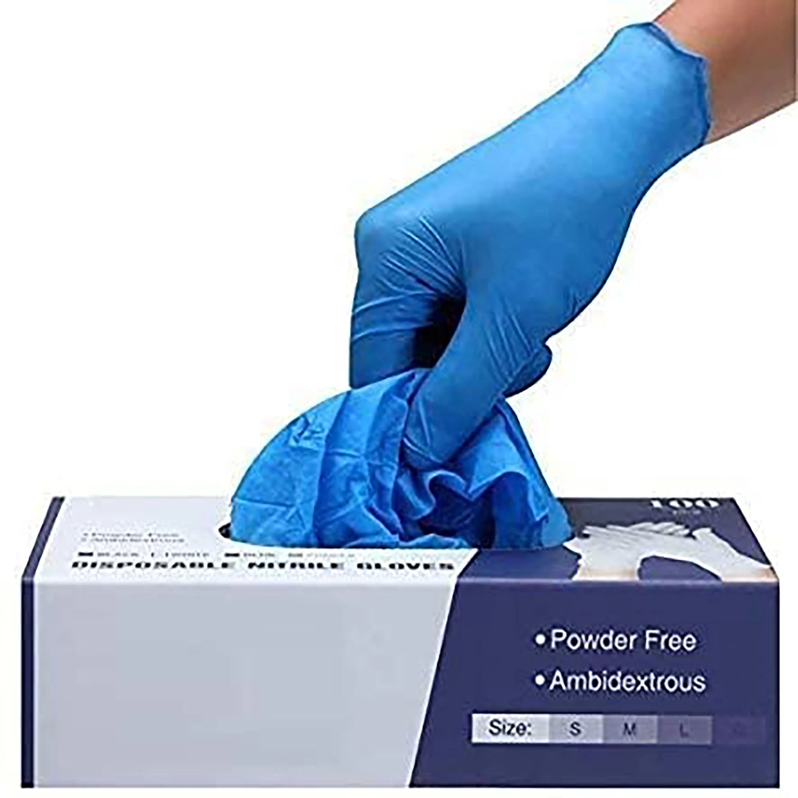 Surgicals Powder Free Nitrile Gloves, Food Grade, Hand Disposable Gloves - 100 Count - Blue (100, X-Large)
