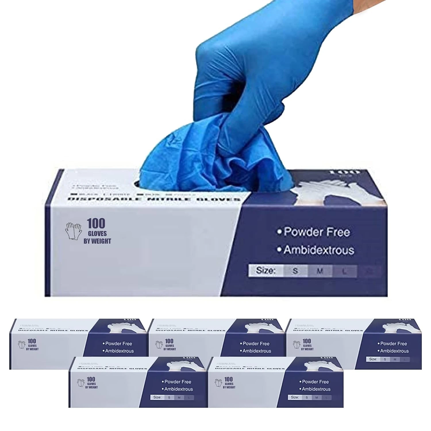 Surgicals Powder Free Nitrile Gloves, Food Grade, Hand Disposable Gloves - 500 Count - Blue (500, Small)