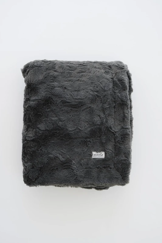 GRACED SOFT LUXURIES Charcoal Extra Large Faux Fur Throw Blanket | Ultra Soft & Fluffy 60x80 inches | Cozy, Thick Warm | Perfect for Bed, Couch, and Lounging Use for Kids & Adults
