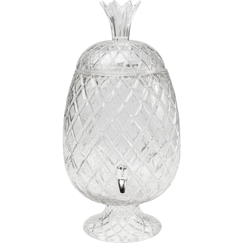 Kare Design Pineapple Drinks Dispenser, Transparent, with Tap, Juice Dispenser, Water Dispenser, Glass, 11 L Capacity, Pineapple Shape, Dishwasher Safe, 50 x 26 x 26 cm (H x W x D)