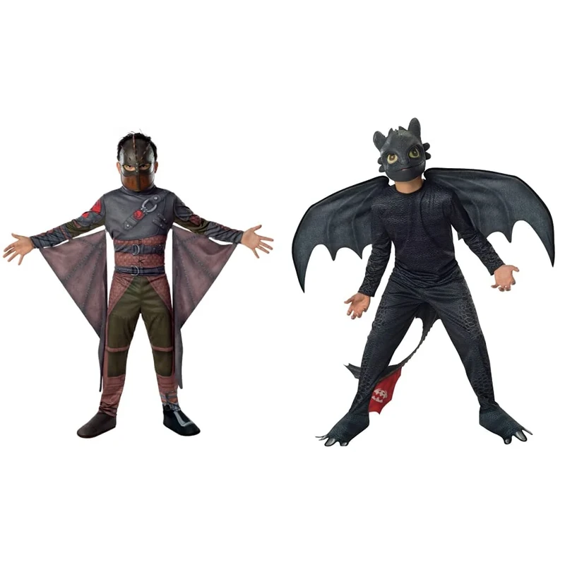 Rubie's Official Child's Dreamworks How To Train Your Dragon 2 Hiccup - Medium & Official DreamWorks How to Train Your Dragon 2 Toothless Night Fury, Child Costume - Small,Black