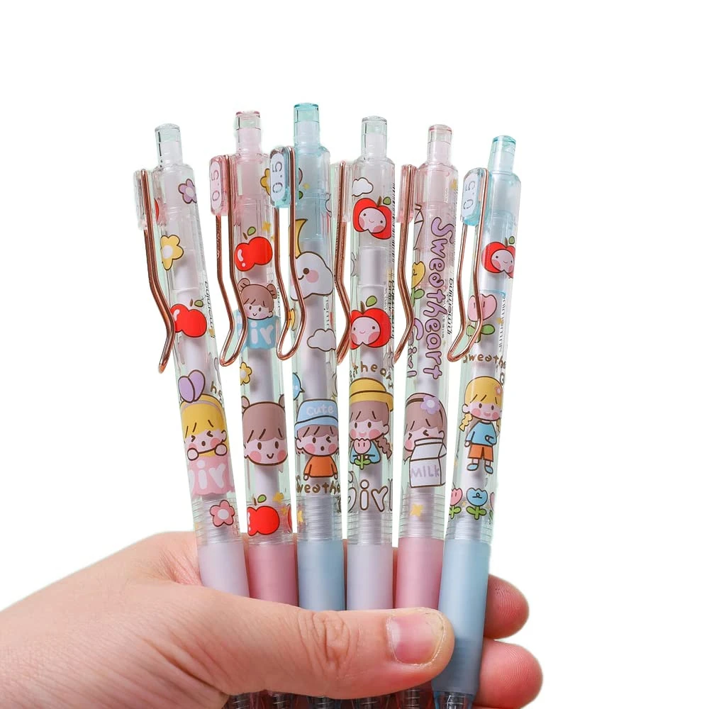 1 pc cute cartoon girls gel pen Kawaii 0.5mm neutral pen for kids gifts office writing tools cute needle pens Japanese stationery nice
