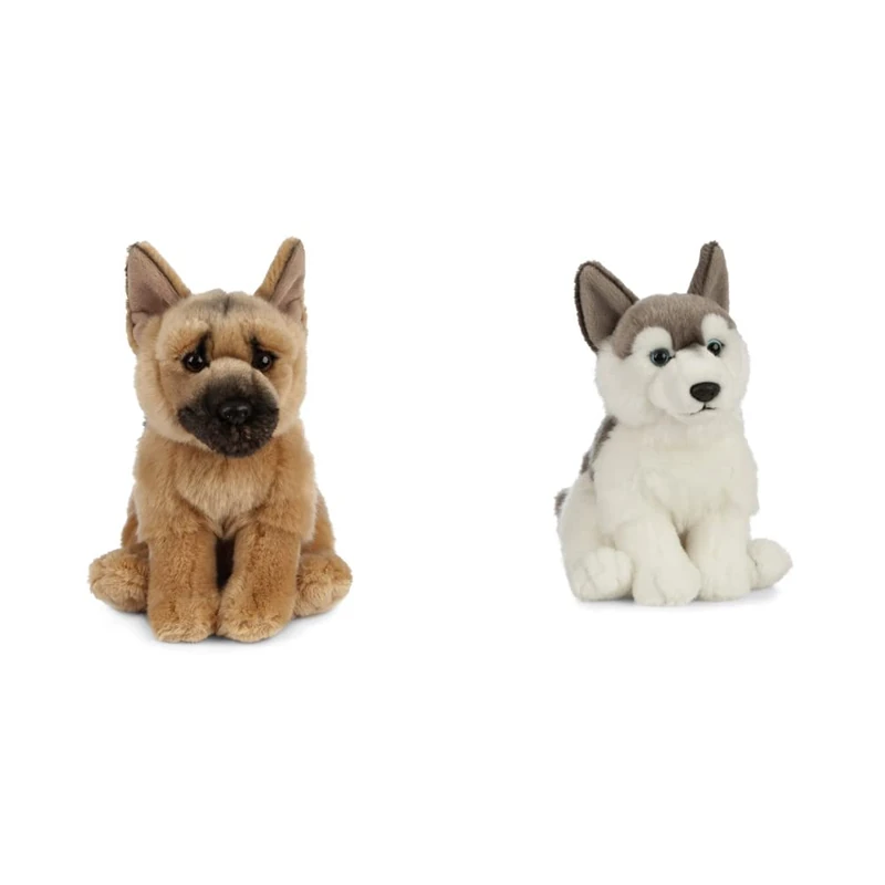 Living Nature German Shepherd, Realistic Soft Cuddly Dog Toy, Naturli Eco-Friendly Plush, 21cm & AN461 Pets Husky, Realistic Soft Cuddly Dog Toy, Naturli Eco-Friendly Plush