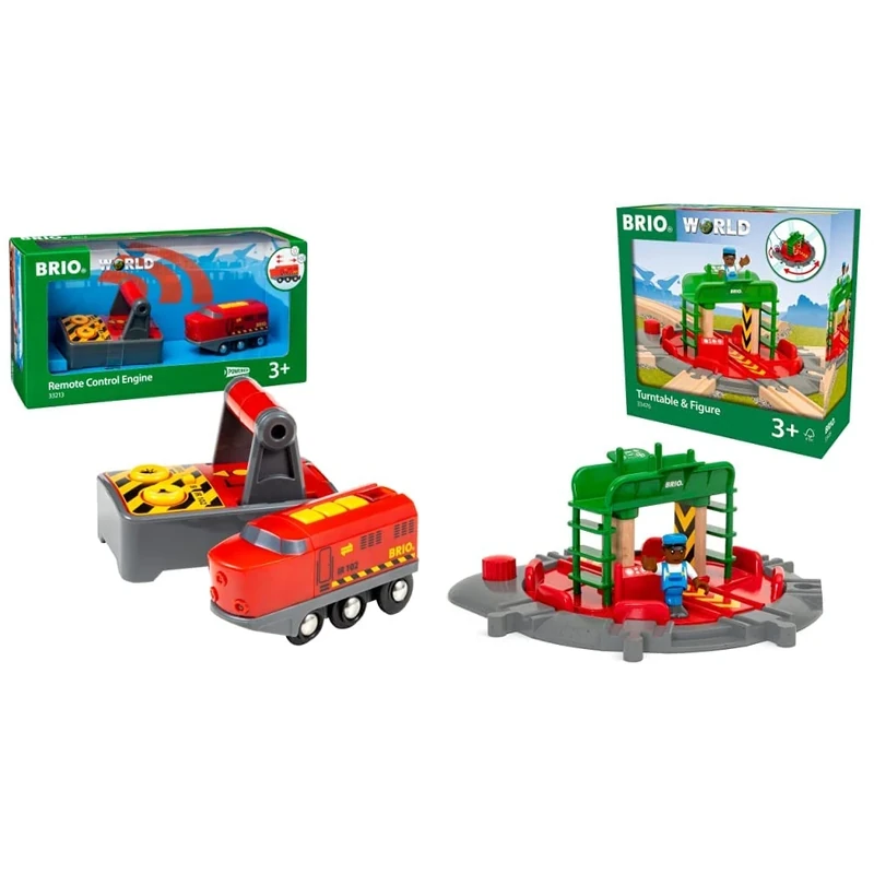 BRIO World Remote Control Toy Train Engine for Kids Age 3 Years Up & World Train Turntable & Figure for Kids Age 3 Years Up - Compatible with all Railway Sets