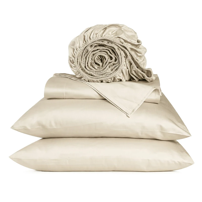 URBANHUT 800 Thread Count Full Size Egyptian Cotton Sheets Set, 4 Pc Bed Sheet Sets for Full Size Bedding, Luxury Hotel Sheets Sateen Finish Fits 16" Deep Pocket - Ivory