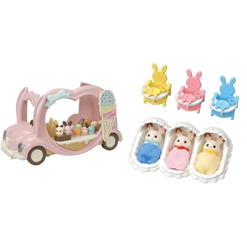 Sylvanian Families Ice Cream Van & 5532 Triplets Care Set - Dollhouse Playsets