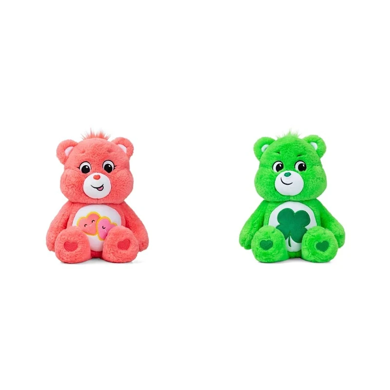 Care Bears 22084 14 Inch Medium Plush Love-A-Lot Bear, Collectable Cute Plush Toy & 22064 14 Inch Medium Plush Good Luck Bear, Collectable Cute Plush Toy, Cuddly Toys