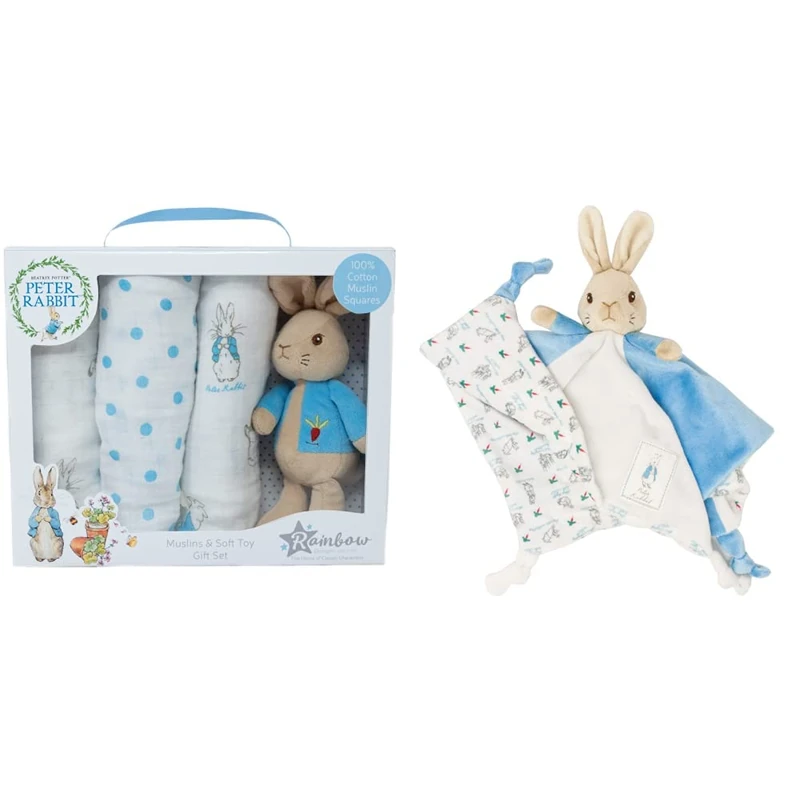 Rainbow Designs Peter Rabbit Soft Toy and Muslin Gift Set