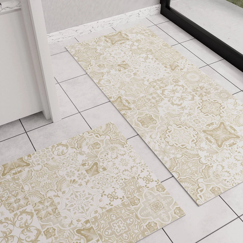 PETTI Artigiani Italiani - Non-Slip Washable Kitchen Rug, 52 x 440 cm, Vietri Dove Design, Made in Italy