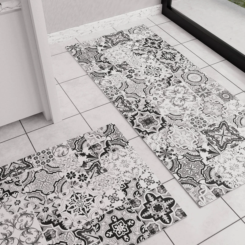 PETTI Artigiani Italiani Kitchen Rug Non-Slip Washable Kitchen Runner Kitchen Runner 52 x 440 cm Vietri Nero Design 100% Made in Italy